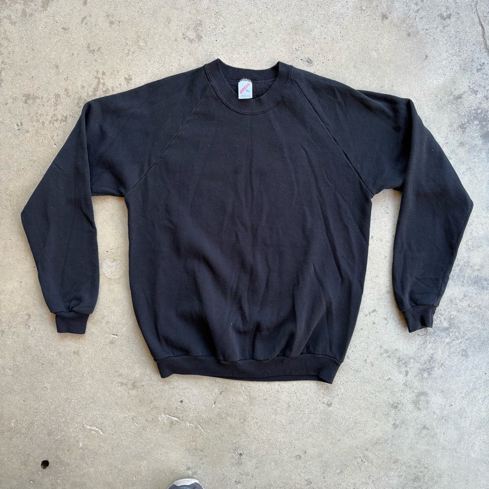 Vintage Jerzees Crewneck Sweatshirt Men's XL Black Made in the USA 90s